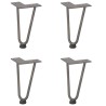 Pieds en épingle à cheveux pour table basse 4 pièces Acier naturel 20 cm Acier massif 