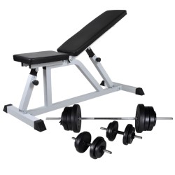 Banc d'entraînement avec jeu d'haltères 60,5 kg 