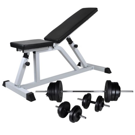Banc d'entraînement avec jeu d'haltères 60,5 kg 