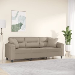 Canapé 3 places avec oreillers taupe 180 cm tissu microfibre 