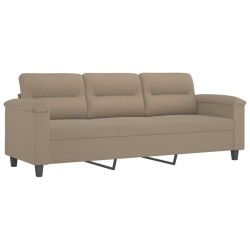 Canapé 3 places avec oreillers taupe 180 cm tissu microfibre 