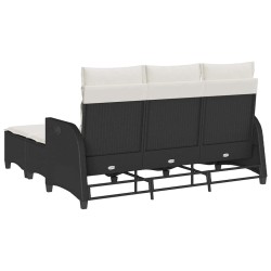 Salon de jardin 3 pcs avec coussins forme L noir résine tressée 