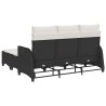 Salon de jardin 3 pcs avec coussins forme L noir résine tressée 