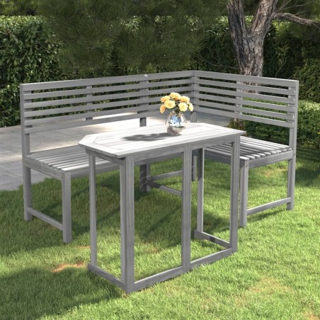 Ensemble de bistro 2 pcs Bois d'acacia solide Gris 