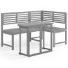 Ensemble de bistro 2 pcs Bois d'acacia solide Gris 