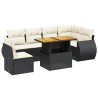 Salon de jardin 7 pcs avec coussins noir résine tressée 