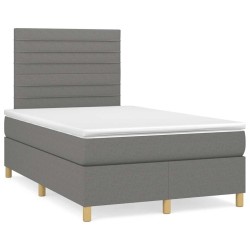 Sommier à lattes de lit avec matelas gris foncé 120x190cm tissu 