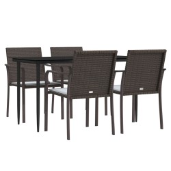 Ensemble à manger de jardin 5 pcs coussins résine tressée acier 
