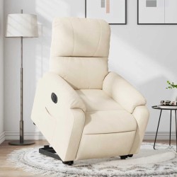 Fauteuil inclinable électrique beige tissu microfibre 