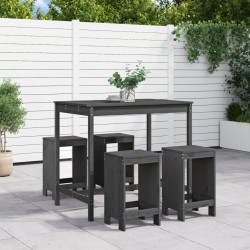 Ensemble de bar de jardin 5 pcs gris bois de pin massif 