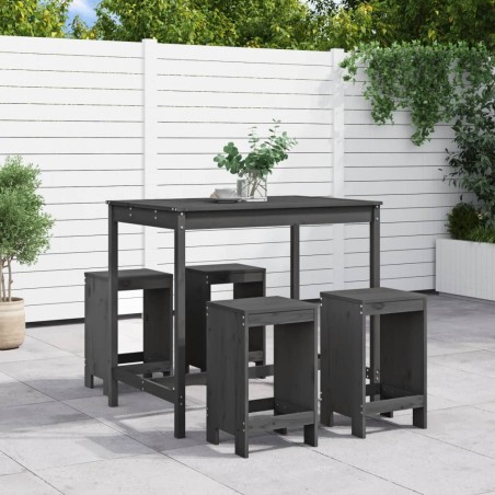 Ensemble de bar de jardin 5 pcs gris bois de pin massif 