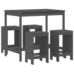 Ensemble de bar de jardin 5 pcs gris bois de pin massif 