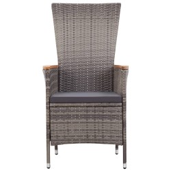 Ensemble à manger de jardin avec coussins 3 pcs Gris 