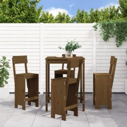 Ensemble de bar de jardin 5 pcs marron miel bois de pin massif 