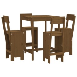 Ensemble de bar de jardin 5 pcs marron miel bois de pin massif 