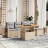 Salon de jardin avec coussins 6 pcs beige résine tressée 