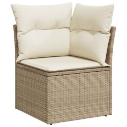 Salon de jardin avec coussins 5 pcs beige résine tressée acacia 