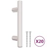 Poignées d'armoire 20 pcs argenté 64 mm acier inoxydable 