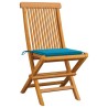 Chaises de jardin et coussins bleu lot de 6 Bois de teck massif 