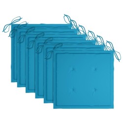 Chaises de jardin et coussins bleu lot de 6 Bois de teck massif 