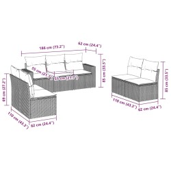 Salon de jardin avec coussins 7 pcs marron résine tressée 