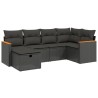 Salon de jardin 6 pcs avec coussins noir résine tressée 