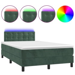 Sommier à lattes de lit avec matelas LED Vert foncé 120x200 cm 
