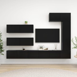 Ensemble de meuble TV 7 pcs Noir Bois d'ingénierie 