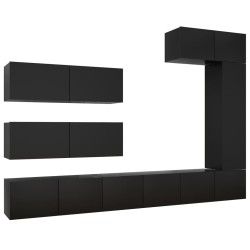 Ensemble de meuble TV 7 pcs Noir Bois d'ingénierie 