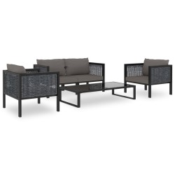 Salon de jardin 5 pcs avec coussins résine tressée anthracite 