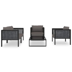 Salon de jardin 5 pcs avec coussins résine tressée anthracite 