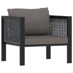 Salon de jardin 5 pcs avec coussins résine tressée anthracite 