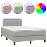 Sommier à lattes de lit matelas LED gris clair 120x190 cm tissu 