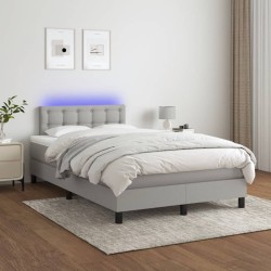 Sommier à lattes de lit matelas LED gris clair 120x190 cm tissu 
