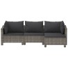Salon de jardin 4 pcs avec coussins Gris Résine tressée 