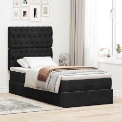 Cadre de lit ottoman avec matelas noir 80x200 cm velours 