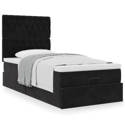 Cadre de lit ottoman avec matelas noir 80x200 cm velours 