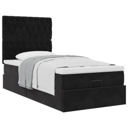 Cadre de lit ottoman avec matelas noir 80x200 cm velours 