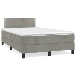 Sommier à lattes de lit et matelas gris clair 120x190cm velours 