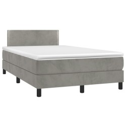 Sommier à lattes de lit et matelas gris clair 120x190cm velours 
