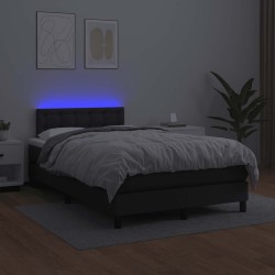Sommier à lattes de lit matelas LED noir 120x190 cm similicuir 