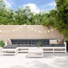 Salon de jardin 7 pcs Blanc Bois de pin massif 