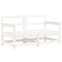 Salon de jardin 7 pcs Blanc Bois de pin massif 