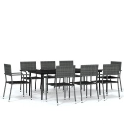 Ensemble à manger de jardin 9 pcs Gris 