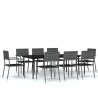 Ensemble à manger de jardin 9 pcs Gris 