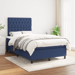 Sommier à lattes de lit avec matelas bleu 120x190 cm tissu 
