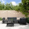 Salon de jardin 6 pcs Noir Bois de pin massif 