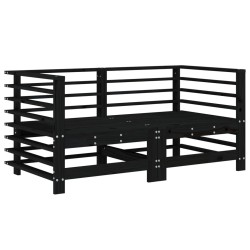 Salon de jardin 6 pcs Noir Bois de pin massif 