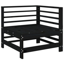 Salon de jardin 6 pcs Noir Bois de pin massif 
