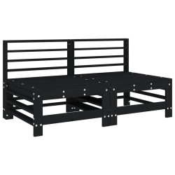 Salon de jardin 6 pcs Noir Bois de pin massif 